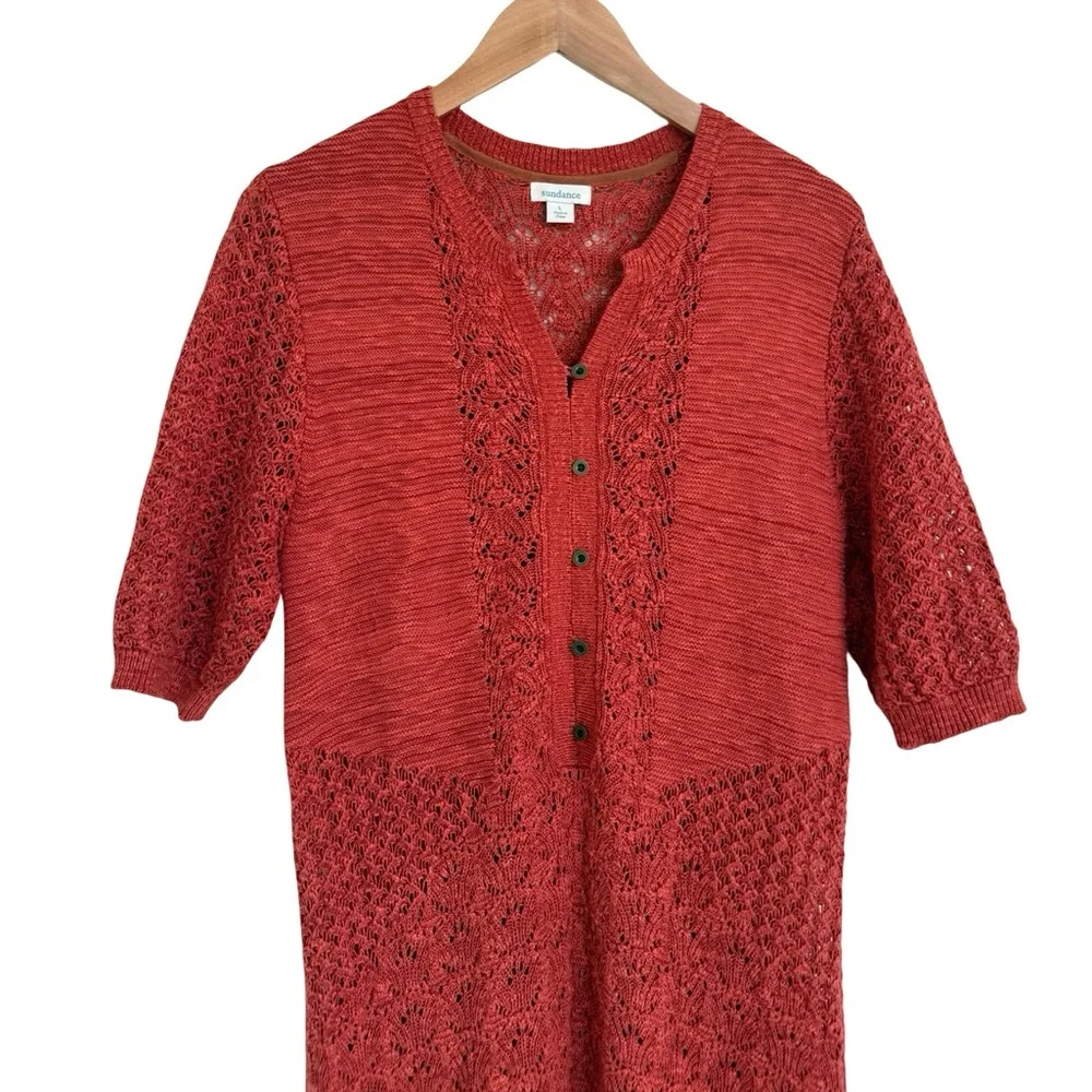 Sundance Burnt Orange Red Knit Midi Dress Size Large L - Picture 3 of 7